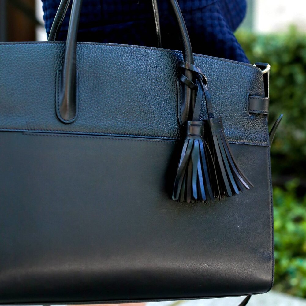CUYANA Black Italian Leather WORK SATCHEL BAG - Picture 10 of 14